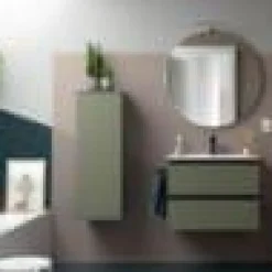 Mueble Suspendido 2 Cajones 60 Cm Con Tirador En Negro Soft Y Lavabo Porcelana – Spirit – Salgar