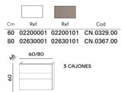 Mueble Suspendido 3 Cajones Blanco Mate – Canela – Muebles Jumar