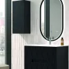 Mueble Suspendido 2 Cajones Frente Fresado De MDF 22 Mm Acabado Negro + Lavabo Cerámico Grosor 1,7 Cm Blanco Brillo – Nanda – DP Baños