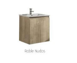 Mueble Suspendido 2 Puertas + Lavabo Ceramico 60 Cm Roble Nudos – Julieta – Muebles Jumar