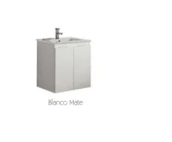 Mueble Suspendido 2 Puertas + Lavabo Ceramico 60 Cm Blanco Mate – Julieta – Muebles Jumar
