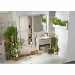 Mueble Suspendido Con 1 Cajón Y 1 Hueco + Encimera SolidCoat Surface Quadra – Serie Life – Baños10