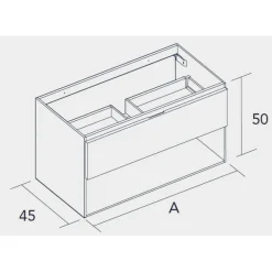 Mueble Suspendido Con 1 Cajón Y 1 Hueco + Encimera SolidCoat Surface Quadra – Serie Life – Baños10