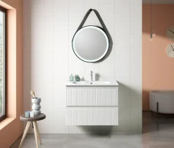 Mueble Suspendido Dos Cajones Y Lavabo Ceramico Blanco – Manhattan – Muebles Jumar