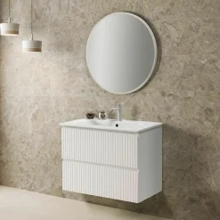 Mueble Suspendido Dos Cajones Y Lavabo Ceramico Blanco – Manhattan – Muebles Jumar