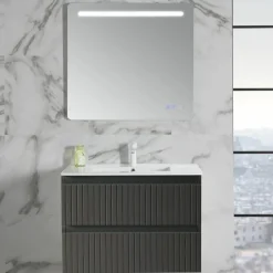 Mueble Suspendido Dos Cajones Y Lavabo Cerámico Gris Antracita – Manhattan – Muebles Jumar