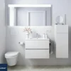 Mueble Suspendido Dos Cajones Con Fondo Reducido Y Lavabo De Porcelana – Fussion Line – Salgar