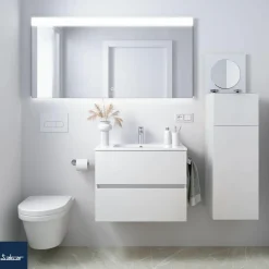 Mueble Suspendido Dos Cajones Con Fondo Reducido Y Lavabo De Porcelana – Fussion Line – Salgar