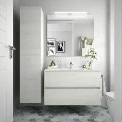 Mueble Suspendido Dos Cajones Con Fondo Reducido Y Lavabo De Porcelana – Fussion Line – Salgar