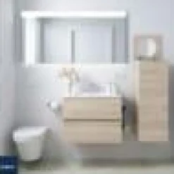 Mueble Suspendido Dos Cajones Con Fondo Reducido Y Lavabo De Porcelana – Fussion Line – Salgar