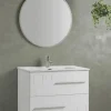 Mueble Suspendido Dos Cajones Y Lavabo Cerámico Blanco Brillo – Claudia/Tania – Muebles Jumar