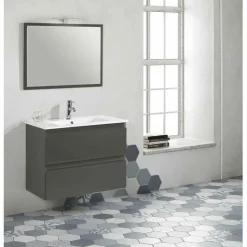 Mueble Suspendido Dos Cajones Y Lavabo Ceramico De Baño – Metrópolis – Jumar