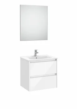 PACK – Conjunto De Mueble De Dos Cajones Con Lavabo Y Espejo Victoria Con Aplique LED Starlight – Tenet – Roca