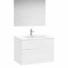 Pack – Conjunto De Mueble Base De Dos Cajones, Lavabo Y Espejo Luna Con Aplique LED Starlight – Victoria-N – Roca