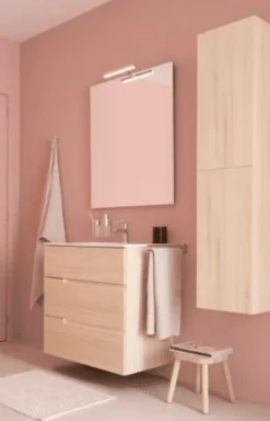 Pack – Conjunto De Mueble Base De Tres Cajones, Lavabo Y Espejo Luna Con Aplique LED Starlight – Victoria-N – Roca
