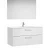 PACK – Conjunto De Mueble Base Con Dos Cajones, Lavabo De Sobremueble, Espejo Y Aplique LED – Victoria – Roca