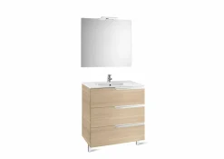 Pack Mueble 3 Cajones + Lavabo + Espejo Y Aplique LED – Victoria-N – Roca – Victoria