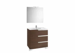 Pack Mueble 3 Cajones + Lavabo + Espejo Y Aplique LED – Victoria-N – Roca – Victoria
