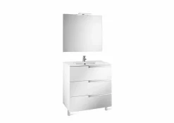 Pack Mueble 3 Cajones + Lavabo + Espejo Y Aplique LED – Victoria-N – Roca – Victoria