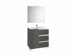 Pack Mueble 3 Cajones + Lavabo + Espejo Y Aplique LED – Victoria-N – Roca – Victoria