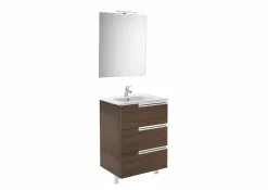 Pack Mueble 3 Cajones + Lavabo + Espejo Y Aplique LED – Victoria-N – Roca – Victoria