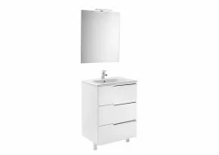Pack Mueble 3 Cajones + Lavabo + Espejo Y Aplique LED – Victoria-N – Roca – Victoria