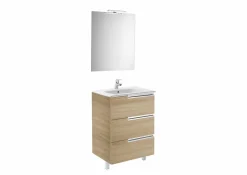 Pack Mueble 3 Cajones + Lavabo + Espejo Y Aplique LED – Victoria-N – Roca – Victoria
