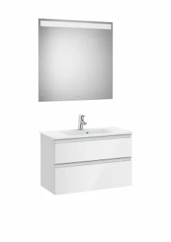 Pack (mueble Base Compacto Con Fondo De 38 Cm De Dos Cajones, Lavabo Y Espejo LED) – THE GAP – Roca