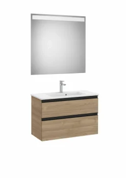 Pack (mueble Base Compacto Con Fondo De 38 Cm De Dos Cajones, Lavabo Y Espejo LED) – THE GAP – Roca