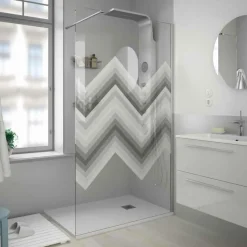 Panel Fijo Con Perfileria Cromo Brillo Y Vidrio De 8 Mm Decorado A Elegir – Heaven – Salgar
