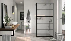 Panel Fijo De Ducha Con Marco Perimetral Negro – Fresh FR103 – Kassandra