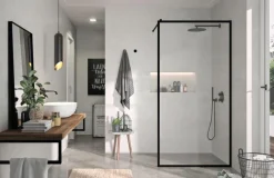 Panel Fijo De Ducha Con Marco Perimetral Negro – Fresh FR103 – Kassandra