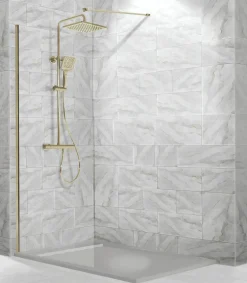Panel Fijo De Ducha Perfil Oro Cepillado Vidrio Transparente Fresh FR633 – Fresh – Kassandra