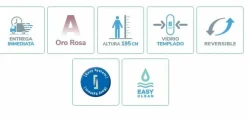 Panel Fijo De Ducha Perfil Oro Rosa Vidrio Transparente Fresh FR303 – Fresh – Kassandra