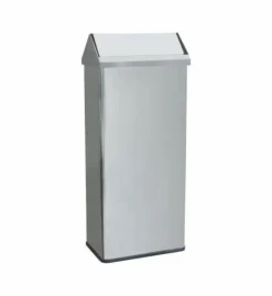 Papelera De Pie Con Tapa Basculante De Mediana Capacidad 40 L De Acero Inoxidable. Acabado Brillo 14075.40.B – Nofer