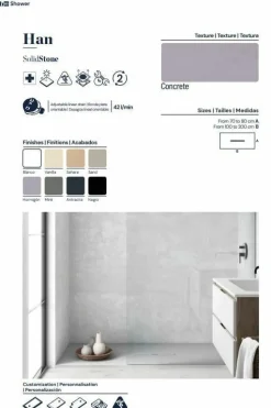 Plato De Ducha De Solid Stone Textura Concrete – Han – Baños 10