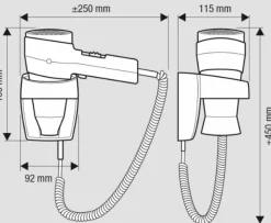Secador De Pelo 1800W Con Soporte A Pared Y Botón De Seguridad Modelo ACTION SUPER PLUS 1800 – Ghessu Bath