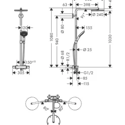 Showerpipe 240 1jet P Con Termostato Raindance Select S – Hansgrohe