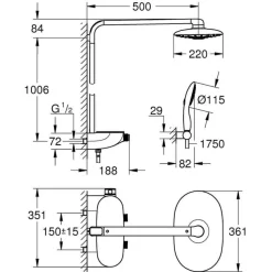 Sistema De Ducha Con Termostato Incorporado – Rainshower Smartcontrol 360 Duo – Grohe – 26250000