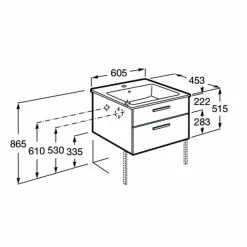 UNIK – Conjunto De Mueble Base Con Dos Cajones Y Lavabo De Porcelana – Victoria – Roca