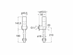 V – Fluxor Electrónico Visto Para Urinario. Alimentación Con Una Pila Alcalina De 9V – Sentronic – Roca – A5A9A79C00